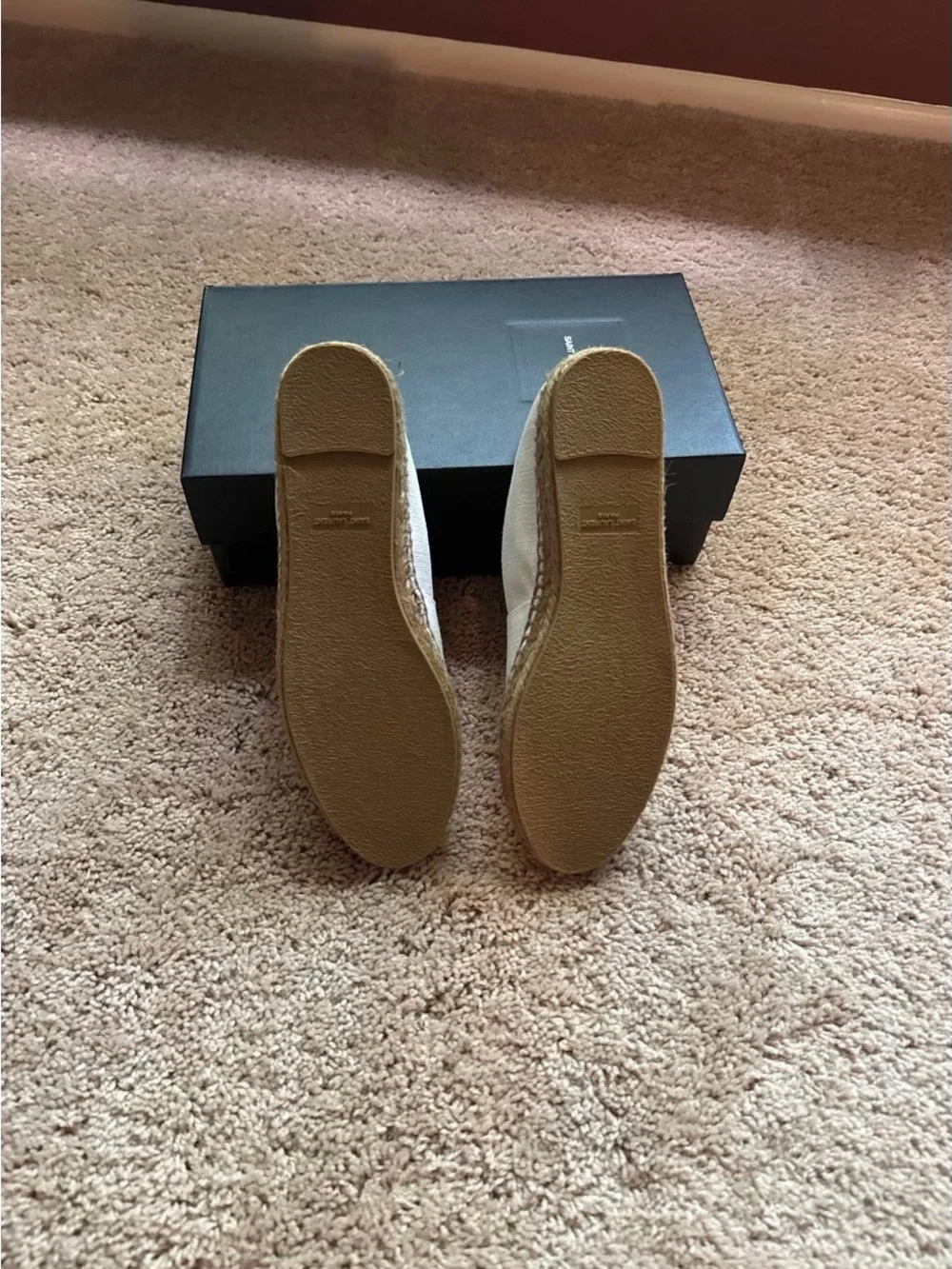 Saint Laurent Cream Canvas Espadrille Slip-Ons
